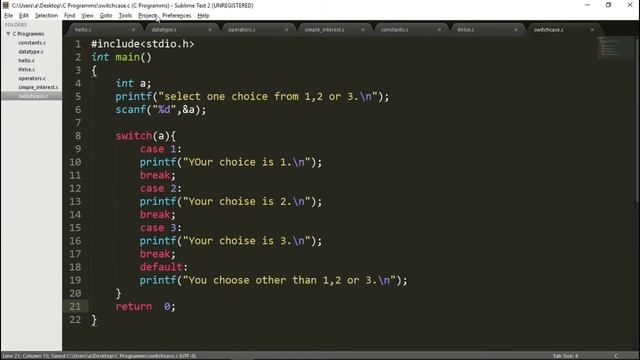 C Tutorial in Hindi | Switch Case Statement in C (Part-13) смотреть онлайн