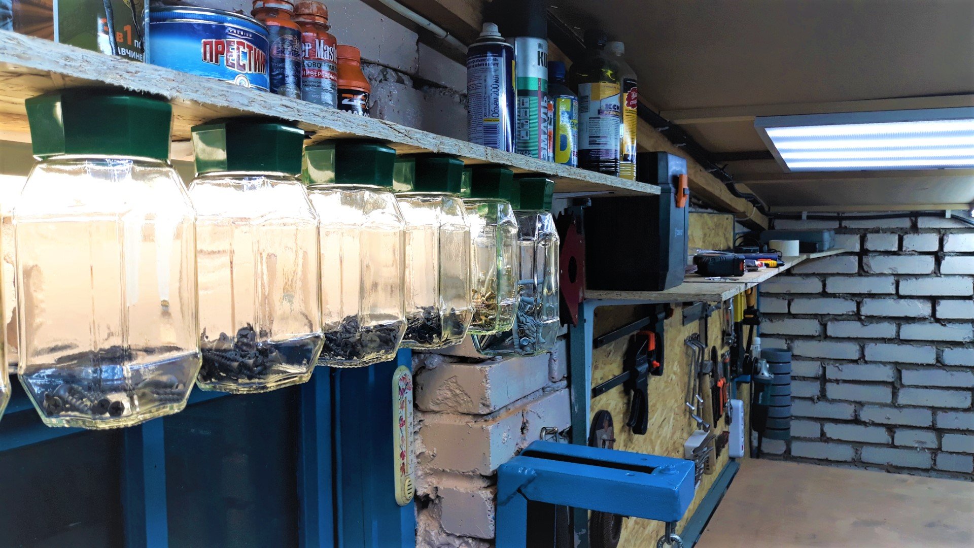 Обустройство мастерской. Система хранения. Подсветка.