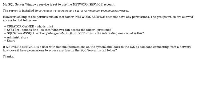 DevOps & SysAdmins: SQL Server NETWORK SERVICE account permissions смотреть онлайн