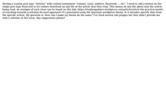 Wordpress: How to get xml file for a single post type? смотреть онлайн