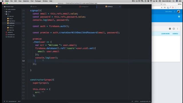 Firebase Login App Setting up signup calls Reactjs with ES6 #39 смотреть онлайн