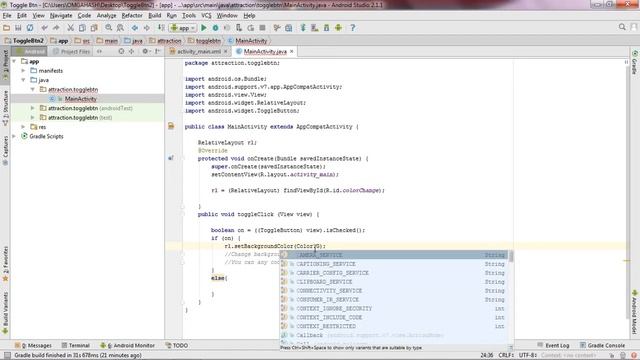 Android Studio tutorial - Android toggle button example. ToggleButton onClick. (2019) смотреть онлайн
