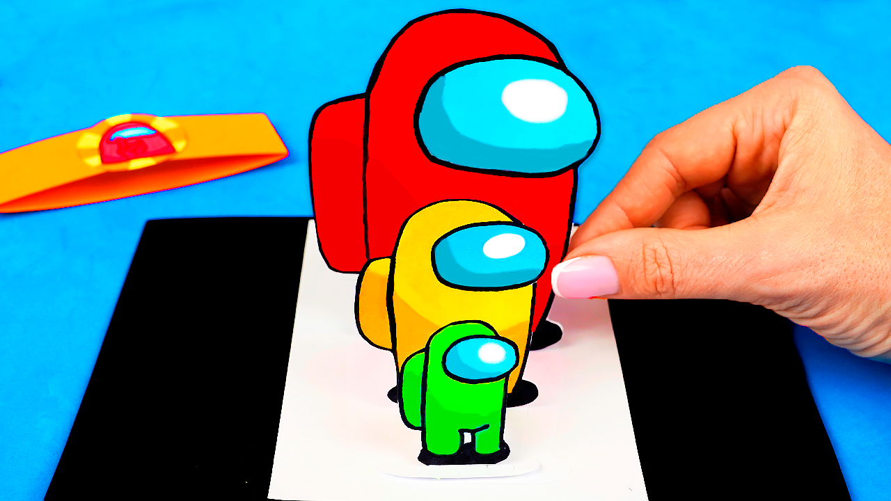 Открытка Амонг Ас Как нарисовать Among us персонажей на бумаге для поделки