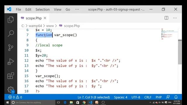 PHP Course L- 5 Part 2 PHP Variable Scope смотреть онлайн