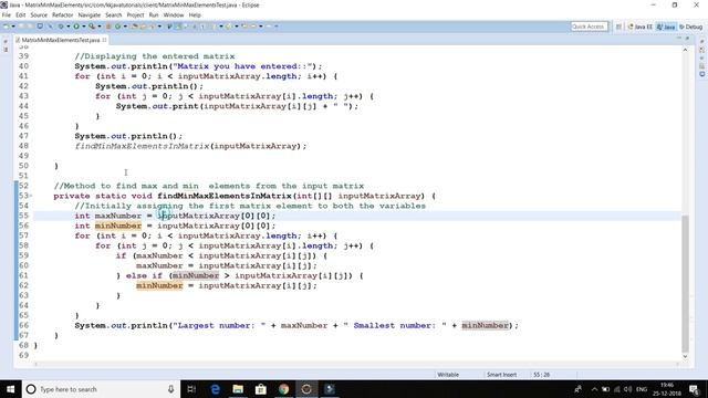 Java program to find maximum and minimum numbers in the given matrix смотреть онлайн