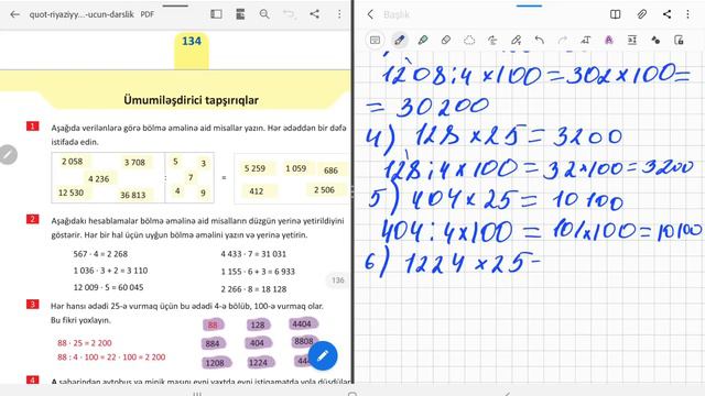 4-cü Sinif Riyaziyyat Səhifə 135. Ümumiləşdirici Tapşırıqlar.