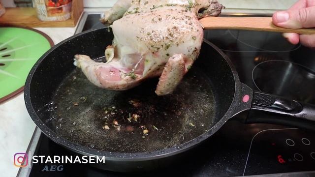 СОЧНЫЙ ЦЫПЛЕНОК ЦЕЛИКОМ с гарниром из ЗЕЛЕНОГО ПЮРЕ! смотреть онлайн