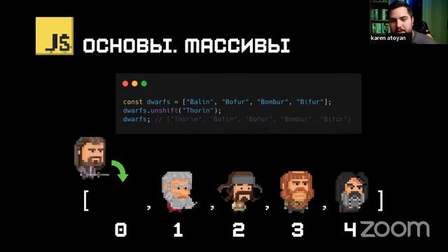 Оргсобрание. Занятие 1. Введение в JavaScript (типы данных, массивы, объекты, функции). 18.09.2023 смотреть онлайн