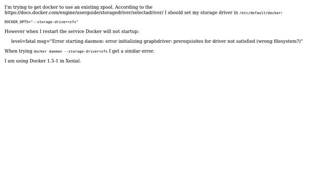 Ubuntu: How do I configure Docker to use ZFS? смотреть онлайн