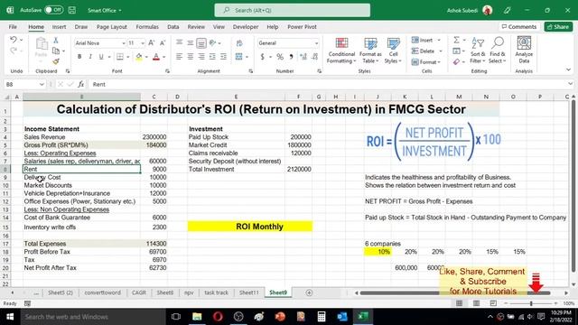 Calculate ROI of Distributor in FMCG Sector | How to calculate ROI in excel смотреть онлайн