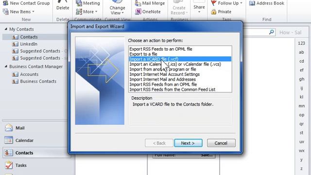 Outlook 2010 Import a vCard File to Your Contacts смотреть онлайн