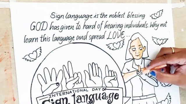 International Sign language Day Drawing with oil pastel/ASL Hands Drawing/Inclusive education image смотреть онлайн
