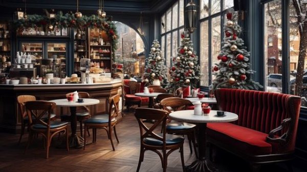 🎄 Christmas Jazz Cafe Ambience 🎹 Relaxing Instrumental Jazz Music, Cozy Coffee Shop Sleep, Foc