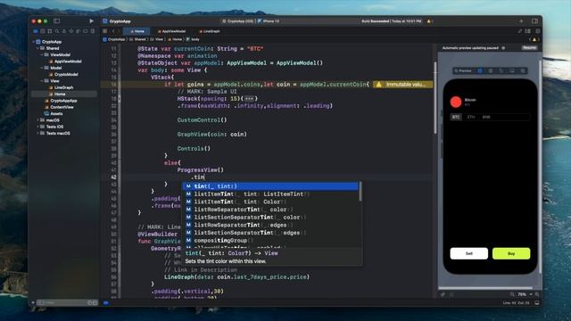SwiftUI Crypto App With Live JSON Data - Animated Line Graph - MVVM - Xcode 13 - SwiftUI Tutorials смотреть онлайн