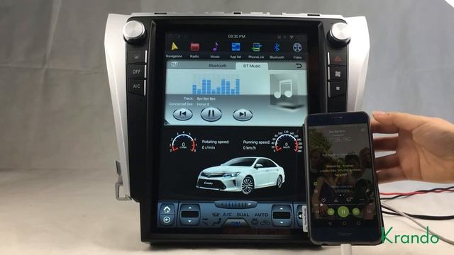 Krando Android 12.1" Tesla style Vertical screen car audio radio for Toyota Camry 2013-2016 смотреть онлайн