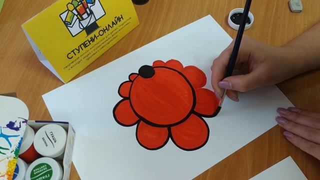 Изучаем ГОРОДЕЦКУЮ роспись! Городецкая роза гуашью :) смотреть онлайн