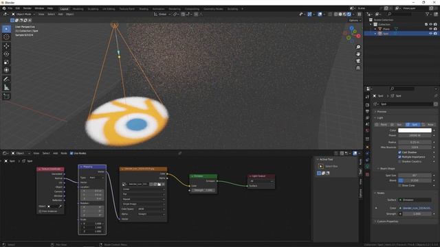 How to make Blender Spotlight Projector with logo and light beam effect смотреть онлайн