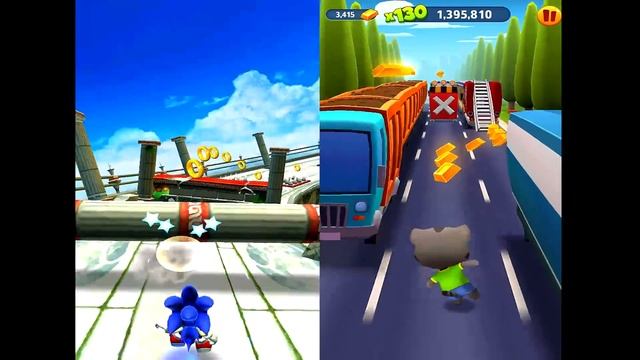 Sonic Dash VS Talking Tom Gold Run Android iPad iOS Gameplay смотреть онлайн