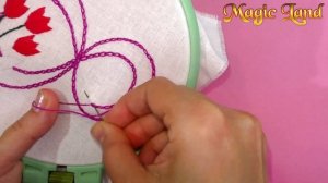 Простая  вышивка на 8 марта Как вышивать гладью, стебельчатым и тамбурным швом