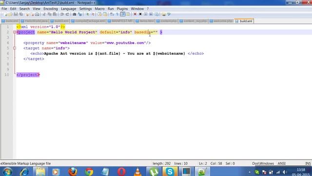 Ant Tutorials 1-Build.xml contd. Properties ,System var and Targets смотреть онлайн
