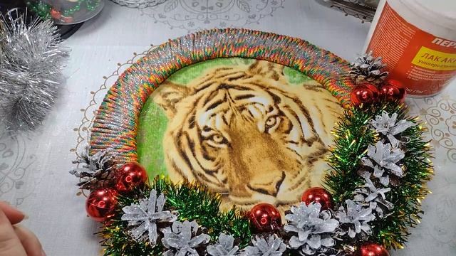 Очень красивое настенное панно с тигром символом Нового 2022 года Новогодние поделки своими руками смотреть онлайн