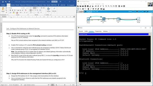 12.9.2 Lab - Configure IPv6 Addresses on Network Devices смотреть онлайн