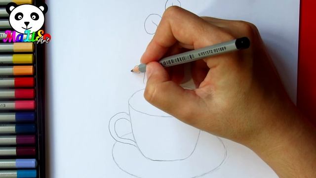 How to draw a Cup of Coffe | Как нарисовать чашку с блюдцем | Як намалювати чашку кави смотреть онлайн