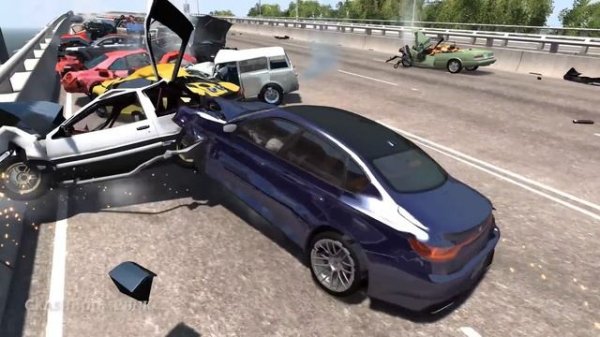 Massive Spike Strip Pileup Crashes #6 – BeamNG Drive | CrashBoomPunk