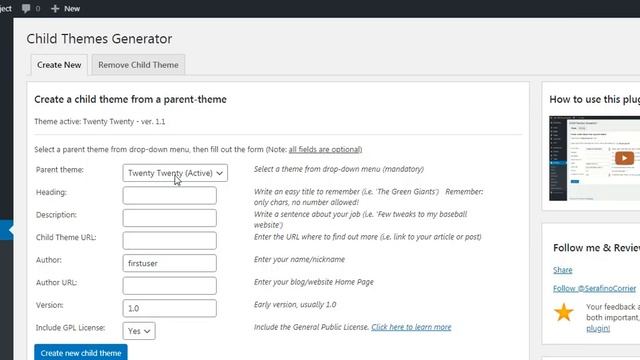 How to create Child Theme in Wordpress смотреть онлайн