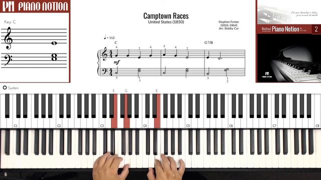 Camptown Races - Stephen Foster (Easy Sheet Music - Piano Solo Tutorial - Piano Notion Method Book) смотреть онлайн