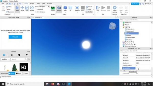 how to make your own skybox and texture the sun in roblox studio