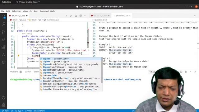 Caesar Cipher (ROT-13) | ISC Computer Science Practical 2017 | Q3 | SOLVED | Java смотреть онлайн