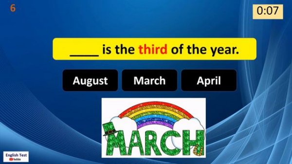 Month of the Year Worksheet Quiz