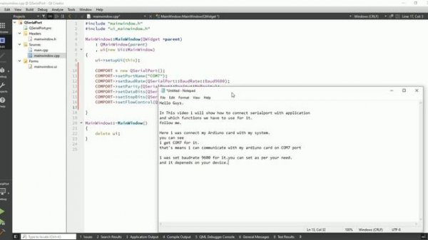 Qt QSerialPort | Connection With SerialPort | Qt C++ | Qt Creator | Qt Tutorial
