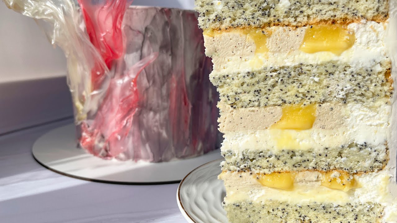 Лимонно-Маковый Торт С Кофейно-Имбирным Ганашом На Белом Шоколаде