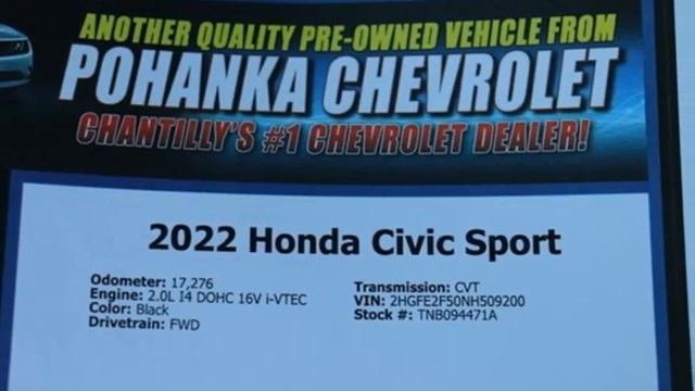 Used 2022 Honda Civic Manassas VA Chantilly, MD #TNB094471A - SOLD смотреть онлайн