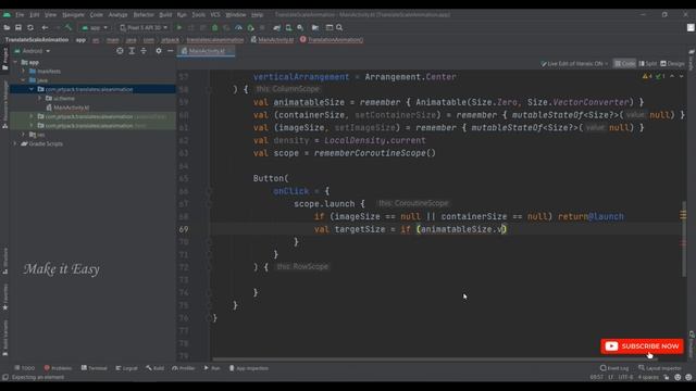 How to Implement Translation Scale Animation in Jetpack Compose | Android | Kotlin | Make it Easy смотреть онлайн