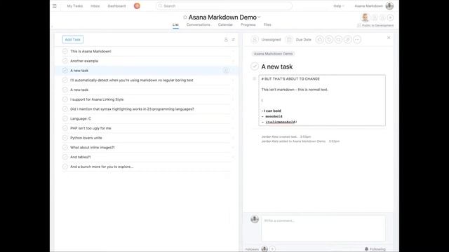 Asana Markdown and Syntax Highlighting смотреть онлайн
