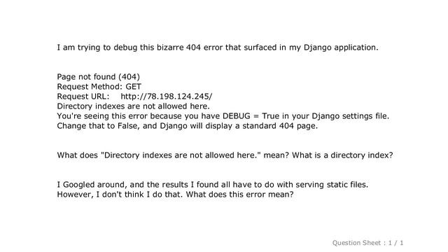 Django : What does "Directory indexes are not allowed here." mean in a Django error? смотреть онлайн