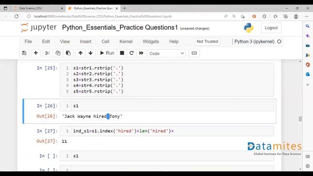Extraction using Indexing and Slicing a string - Python Essentials смотреть онлайн