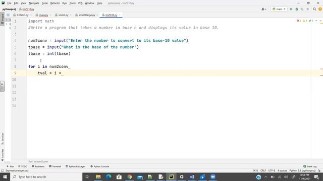 A Python program that takes a number in base n and displays its value in base 10. смотреть онлайн