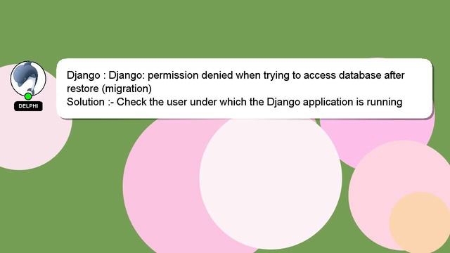 Django : Django: permission denied when trying to access database after restore (migration) смотреть онлайн