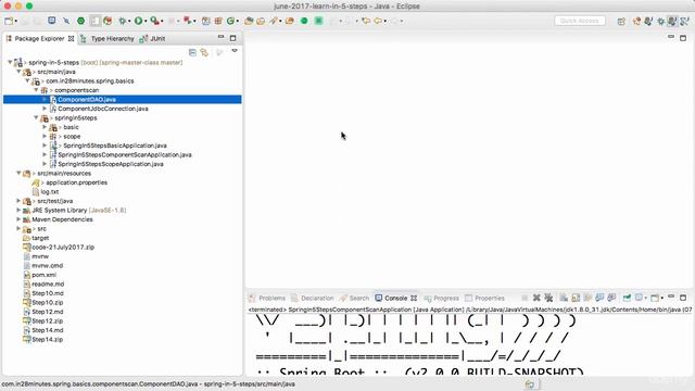 Spring framework Tutorial (038 Step 16 Using Component Scan to scan for beans) смотреть онлайн