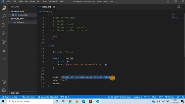 6) Scope of Variable in PHP смотреть онлайн