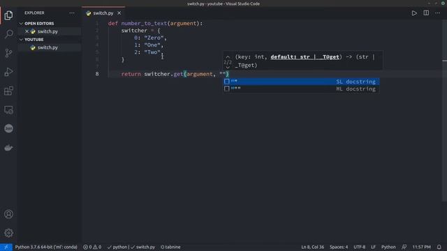 Switch case in Python смотреть онлайн