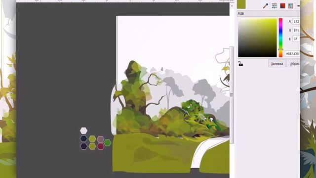 Живопись в CorelDRAW / Летний пейзаж выполненный  в программе Corel DRAW