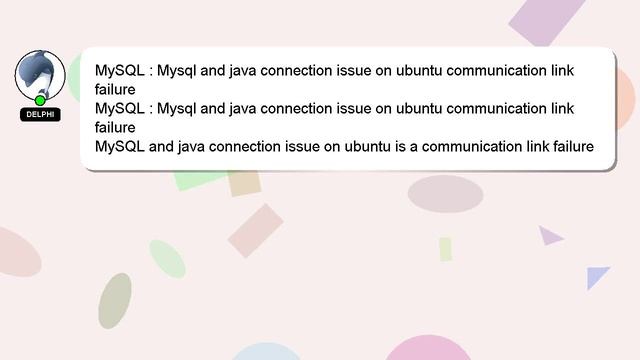 MySQL : Mysql and java connection issue on ubuntu communication link failure смотреть онлайн