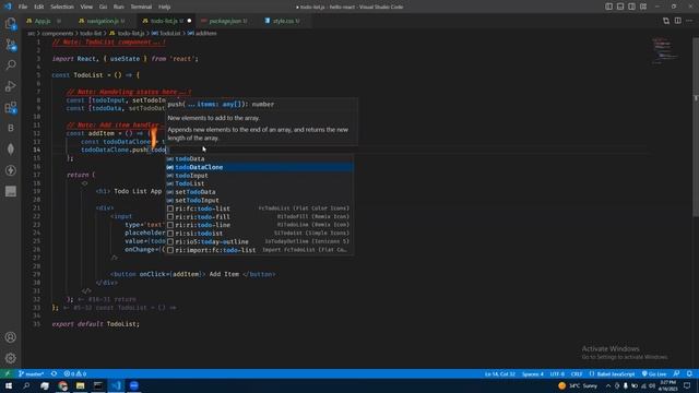 Todo List App using React JS Topic: Add item and delete item functionality (Part - 1) смотреть онлайн