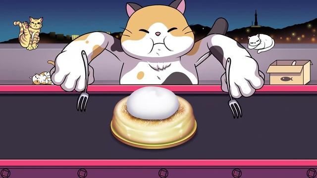 Mukbang Animation Grilled Shrimp Set Eating Food Fighter Cat