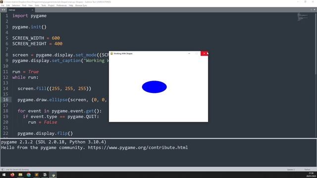 Drawing Shapes In Pygame - Beginner Tutorial смотреть онлайн